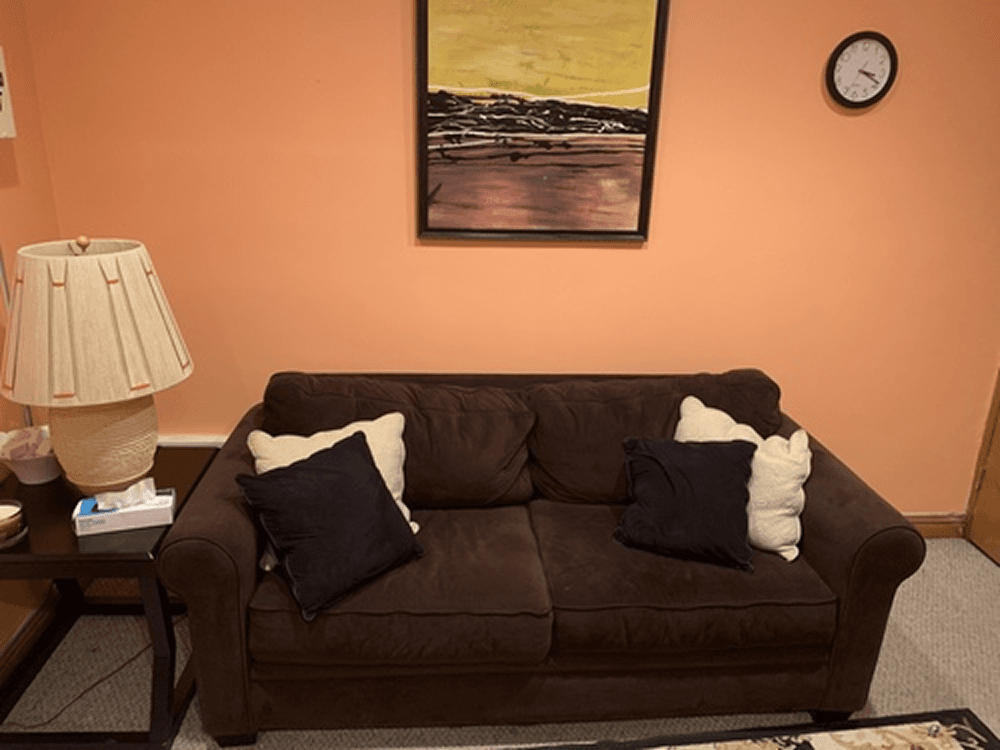 Therapy room sofa in Kew Gardens office